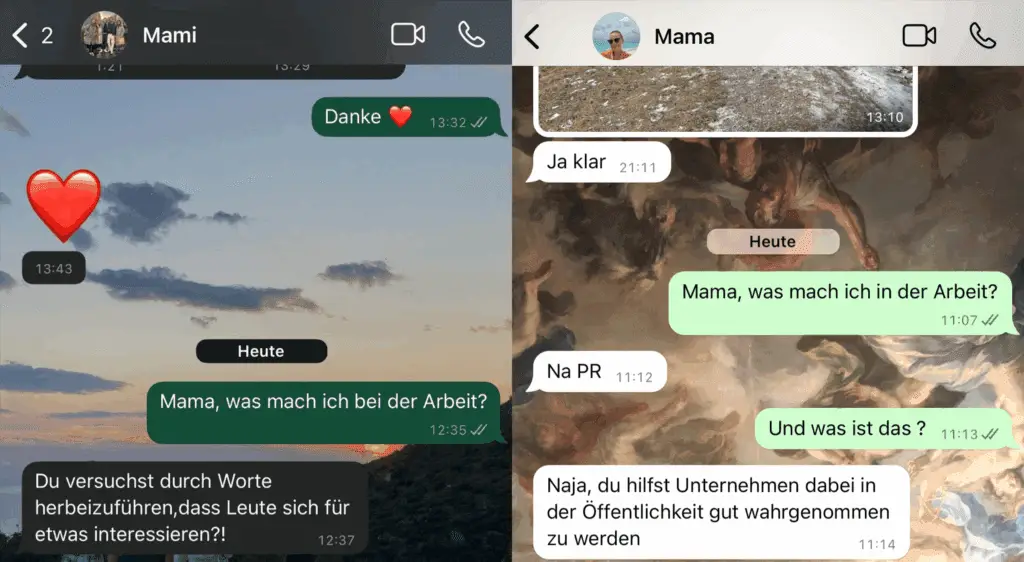 WhatsApp-Chat als Headergrafik für eine Mama-Kampagne