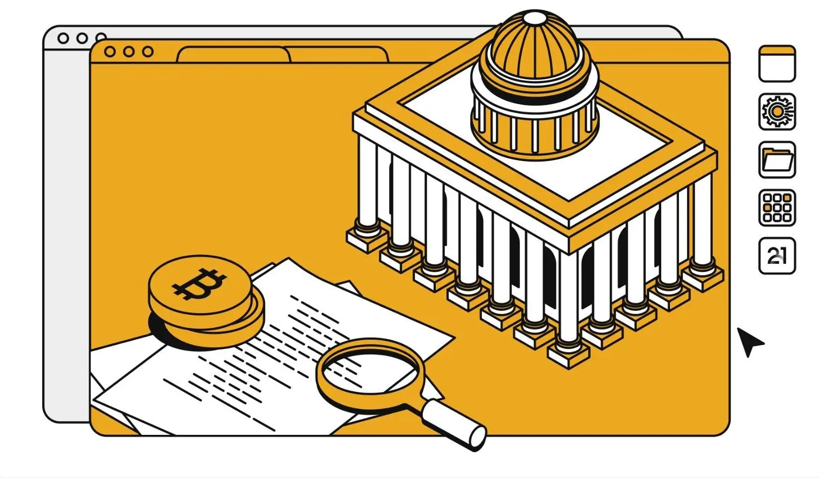 Illustration eines klassischen Bankgebäudes