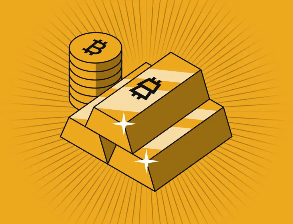 Illustration von Bitcoin Goldmünzen