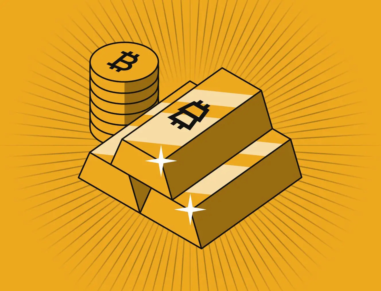 Illustration von Bitcoin Goldmünzen